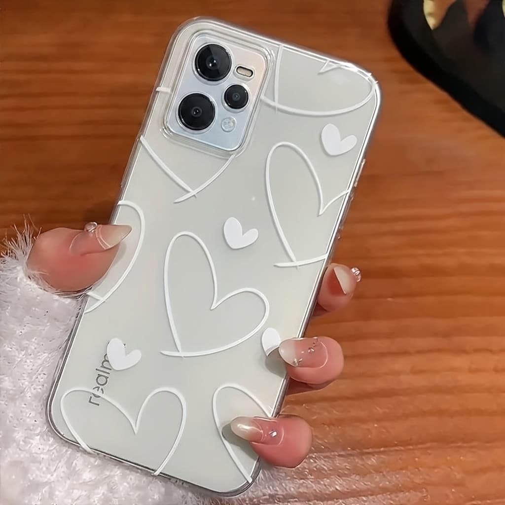 REALME CAPINHA CAPA CORAÇÃO DELICADO, TRANSPARENTE RESISTENTE TPU, PADRÃO PROTETORA , C11 C51 C53 C61 C63 C75 C85