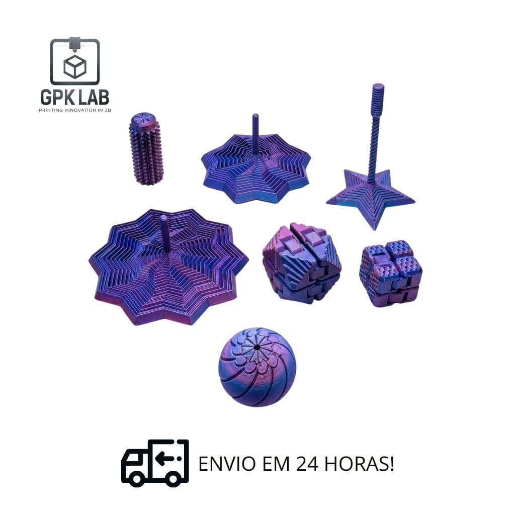 Kit Sensorial Premium - Fidget Toys p/ TDAH, Autismo e Ansiedade - Brinquedos Articulados Antiestresse PLA Silk