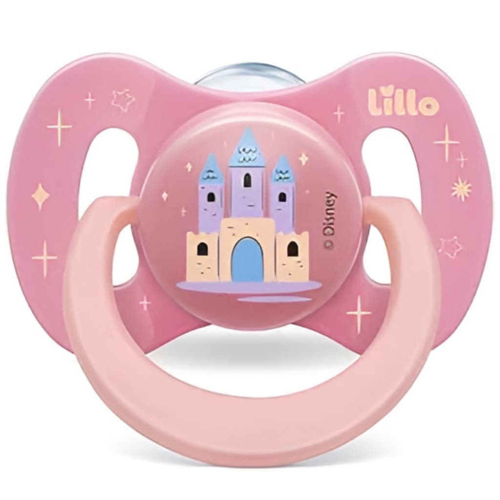 Chupeta Lillo Funny Bico Ortodôntico Silicone Princesas +6 Meses Brilha no Escuro com Alça