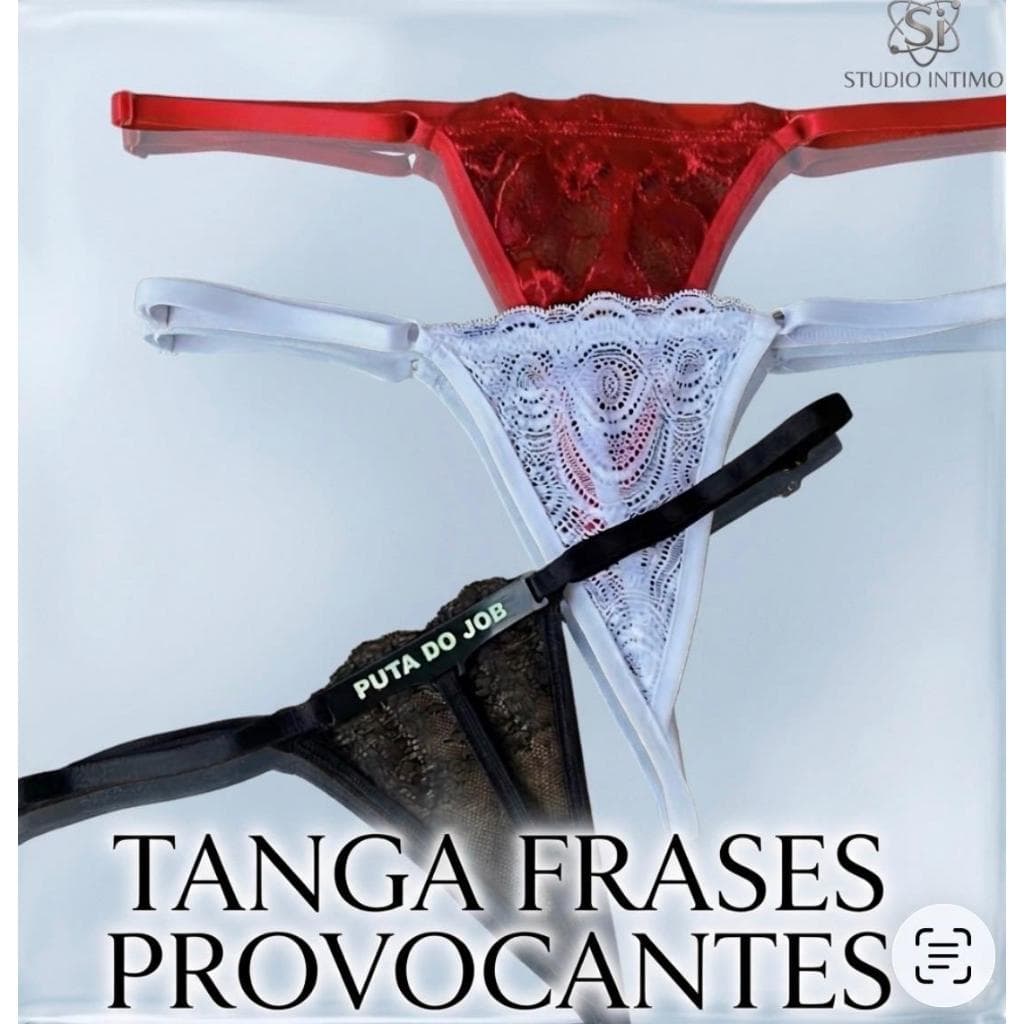 Tanga Fio Dental Renda com Frases Provocantes Brilha no Escuro Reguláveis Cores Variadas
