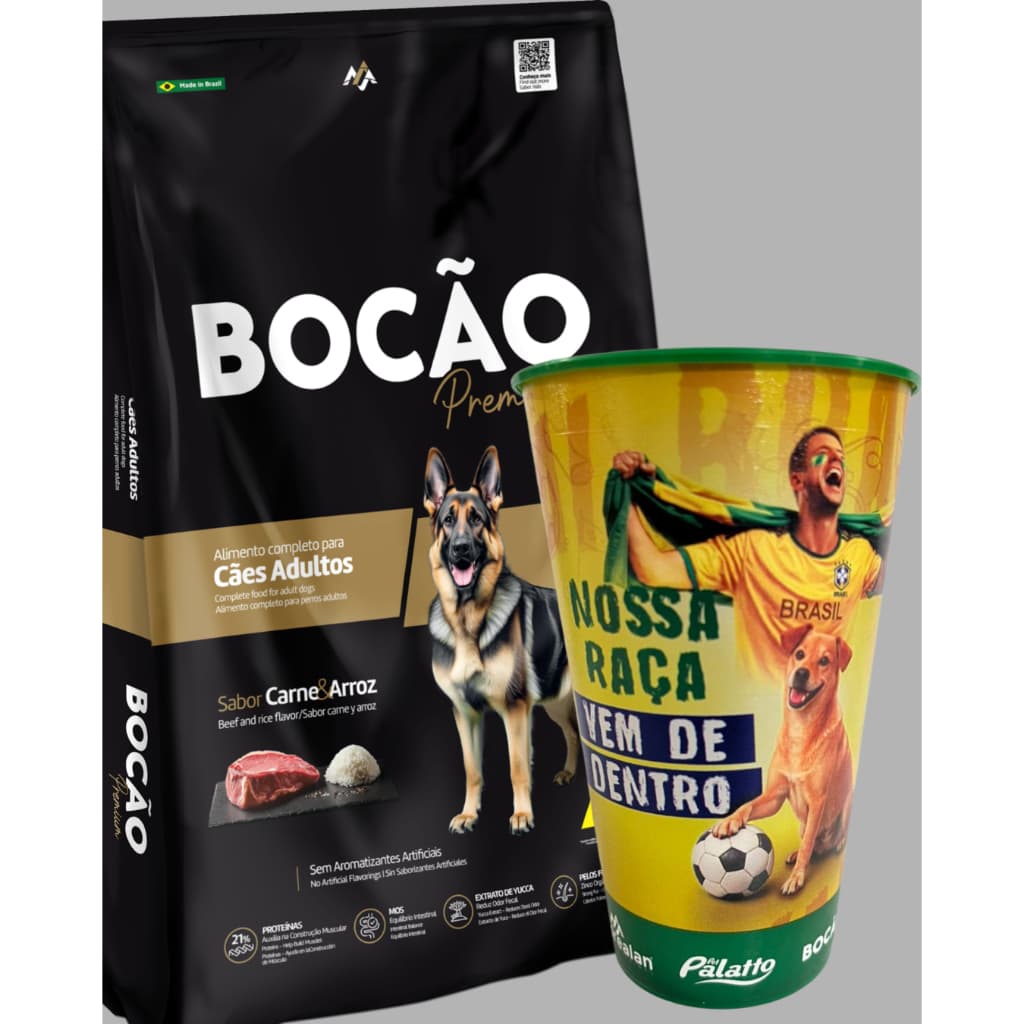 RACÃO CÃES ADULTOS BOCÃO PREMUM CARNE - 15KG