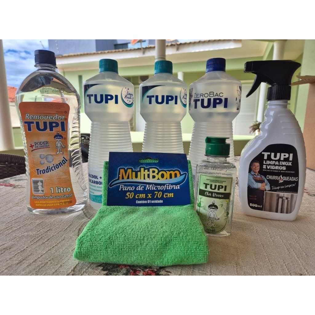 KIT LIMPTUDO - PANO MICROFIBRA + REMOVEDOR + BICARBONATO + ZERO BAC +LIMPA VIDROS E INOX