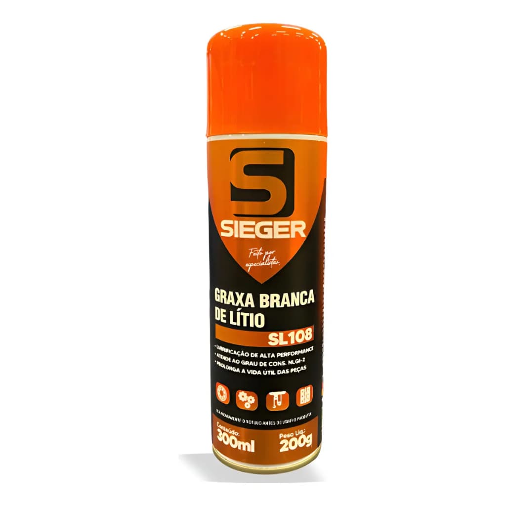 Graxa de Lítio Spray 300mL 200g Branco Carros Caminhonetes Sieger