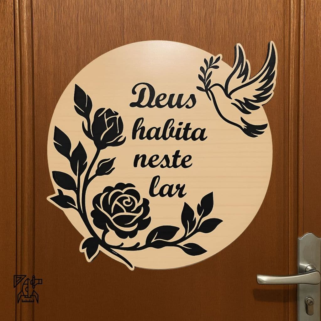Quadro Decorativo Guirlanda para Porta, Parede, Estante, Bem vindo, Frase cristã, sofisticado, MDF