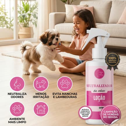 Loção Tira Cheiro Forte - Banho Seco Cheirinho Pet Shop Higienizadora Anti Odor Pet Cão Gato Spray