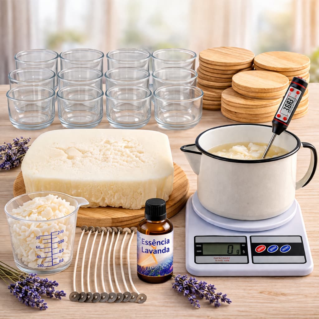 Kit Para Iniciantes De Velas Cera De Coco Com Pote De Patê