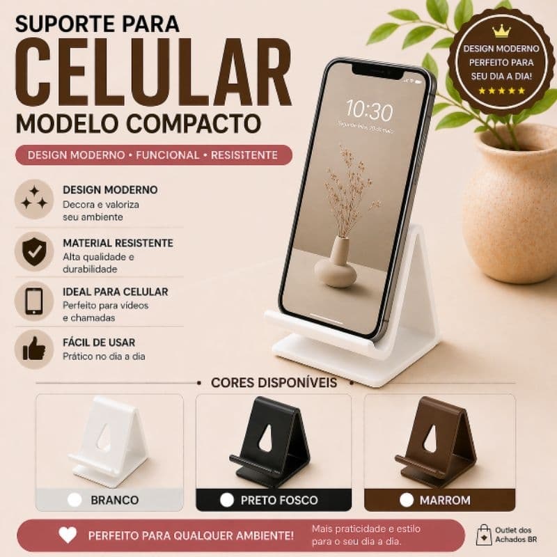 Suporte Porta Celular Compacto – Base Fixa Minimalista