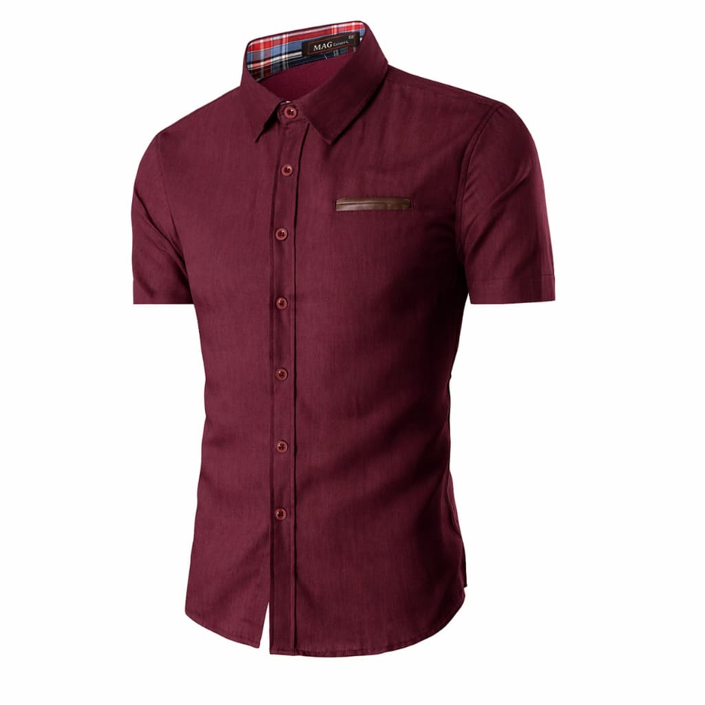 Camisa  Masculina Manga Curta Slim Fit Elegante