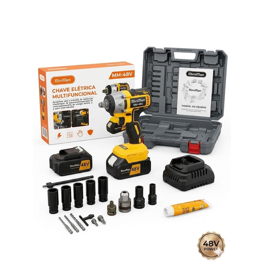 chave eletrica multifuncional de impacto minimen  350nm 2 bateria