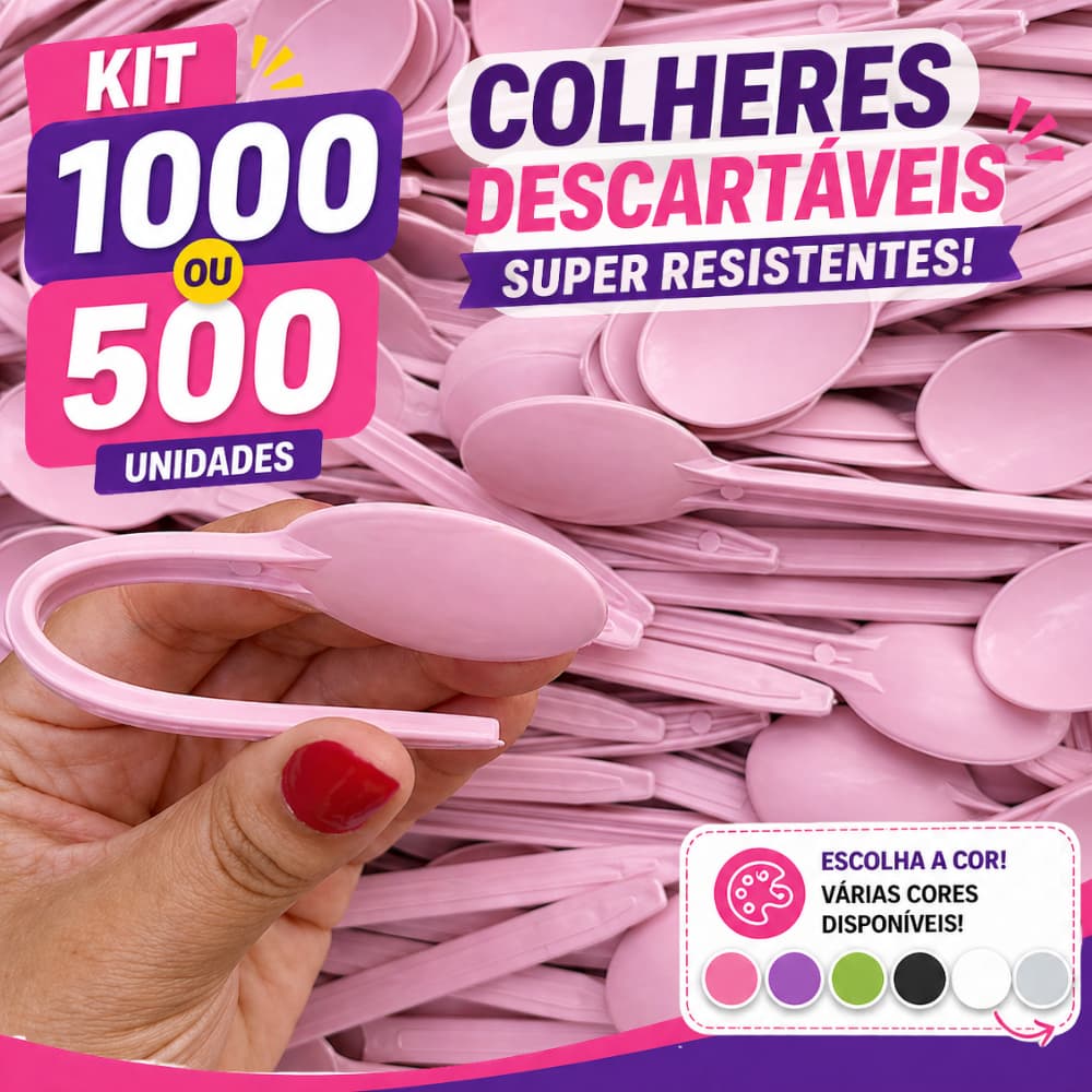 1000 ou 500 Colheres Descartáveis 13cm Premium | Alta Resistência