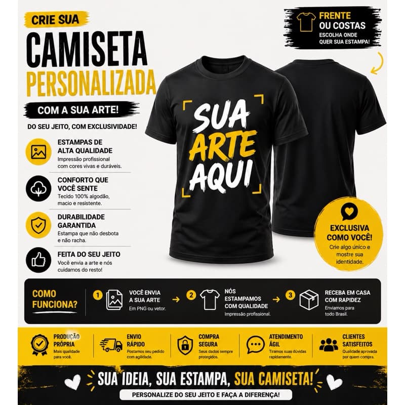CAMISETA PERSONALIZADA COM SUA ESTAMPA PREFERIDA OU LOGO| UNIFORME EMPRESAS | BRINDES