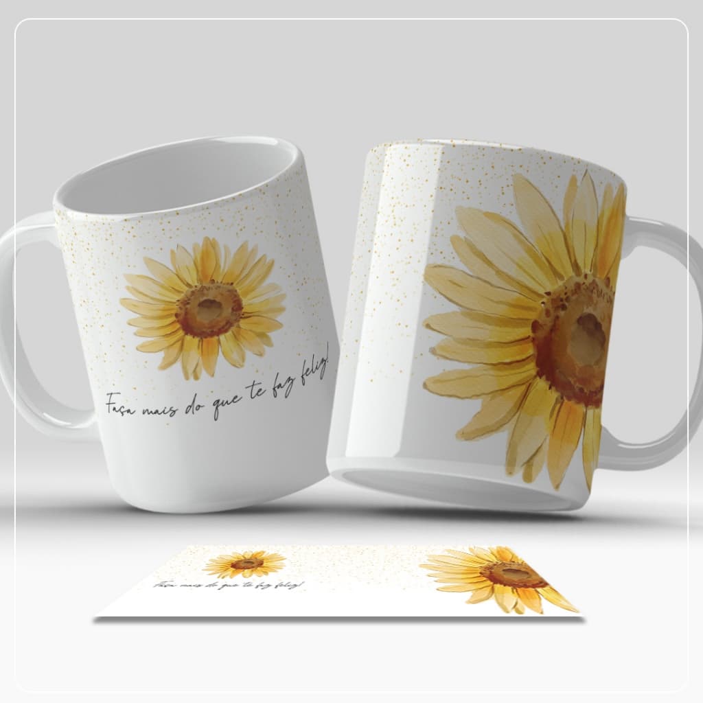Caneca Personalizada Girassol Faça mais do que te faz feliz envio imediato presente criativo