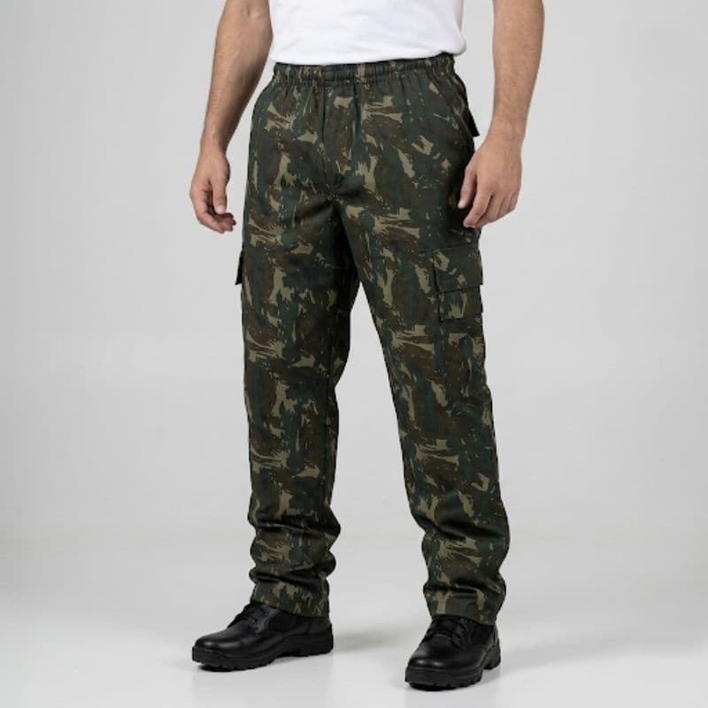Calça Camuflada perna reta tática com 5 bolsos