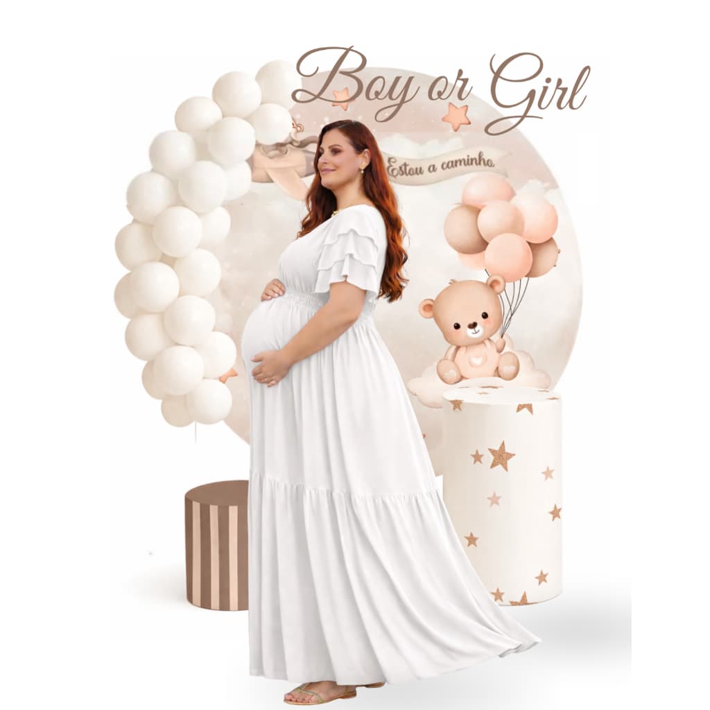 Vestido Longo Plus Size Para Gestante e Amamentação Larguinho Lastex Ajustável Leve Fresco Confortável Elegante