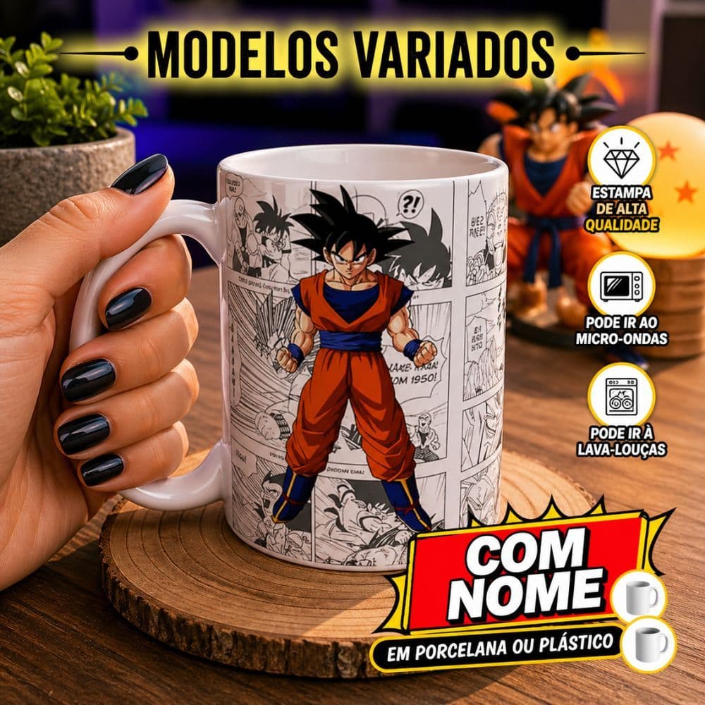 Caneca Personalizada Dragon Ball COM NOME ( Porcelana ou Plástico )