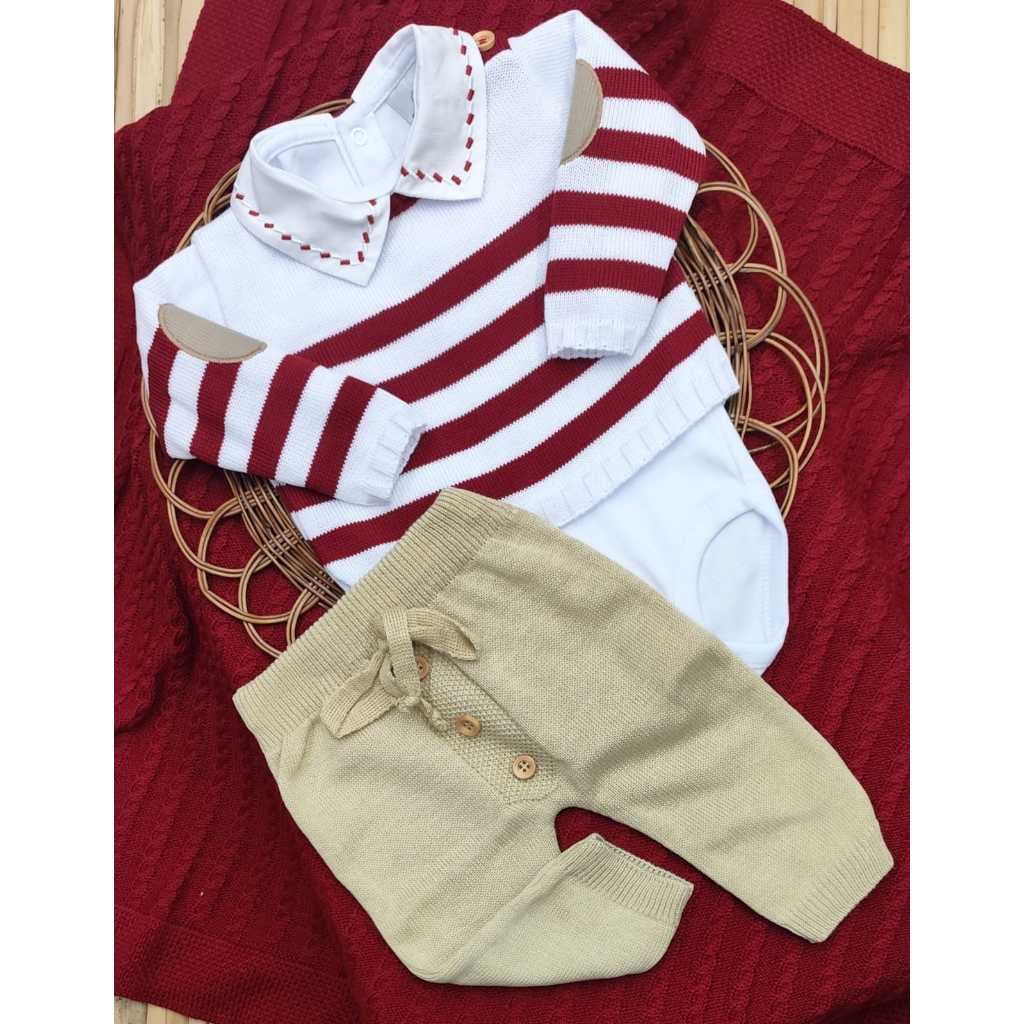 Saída de Maternidade Tricô Conjunto 4 peças