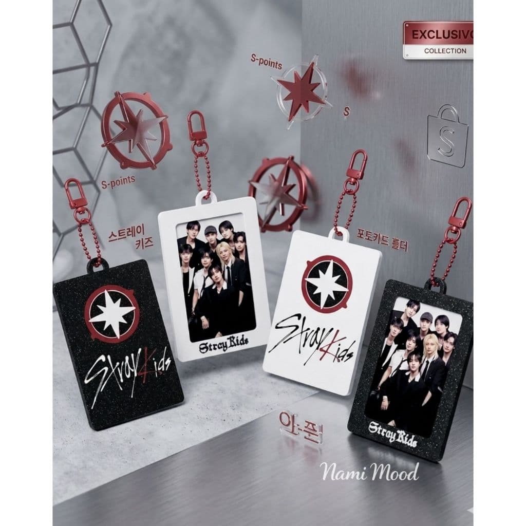 Holder Porta Photocard SKZ Dupla Face com Clip  Stray Kids Kpop Colecionável com 1 foto impressa em papel fotográfico