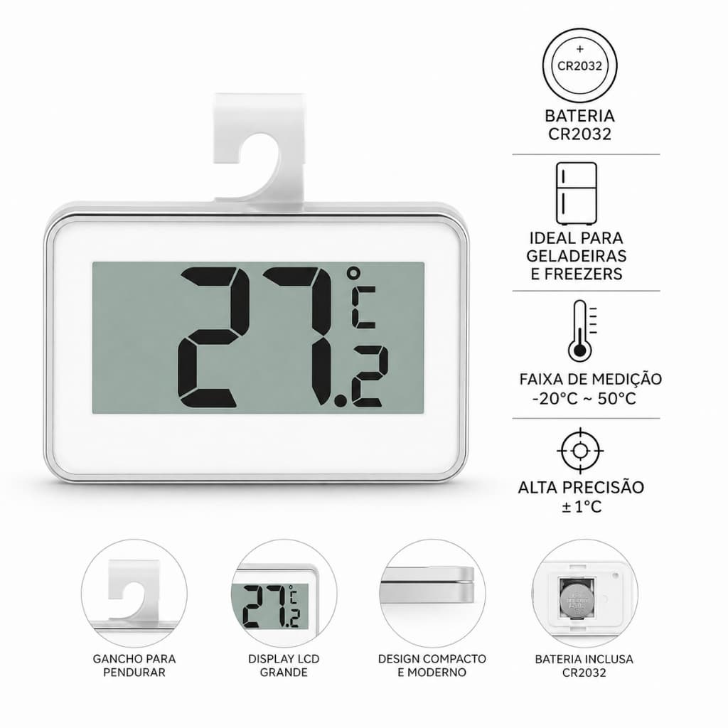 Medidor Temperatura Digital Interno Para Geladeira Cervejeira Freezer Câmara Fria
