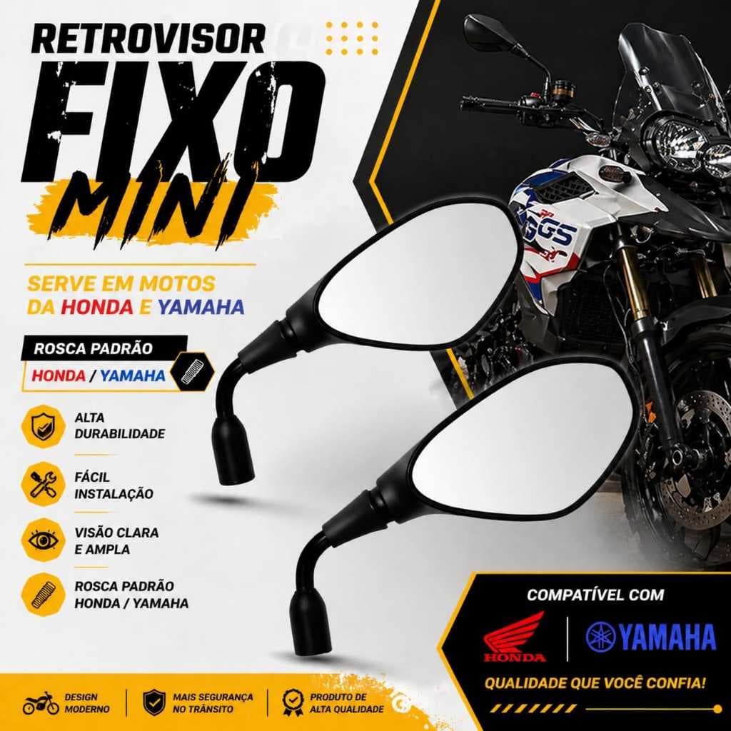 Retrovisor Fixo Mini Bmw Gs650/f800 Rosca Honda/Yamaha