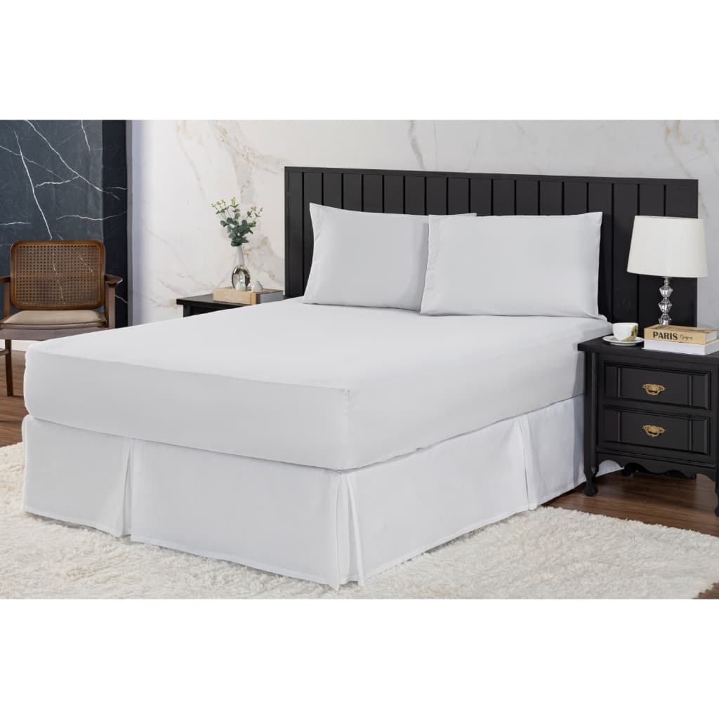 Jogo de Cama Casal Percal 400 Fios 3 Pçs Com Barra - Cinza