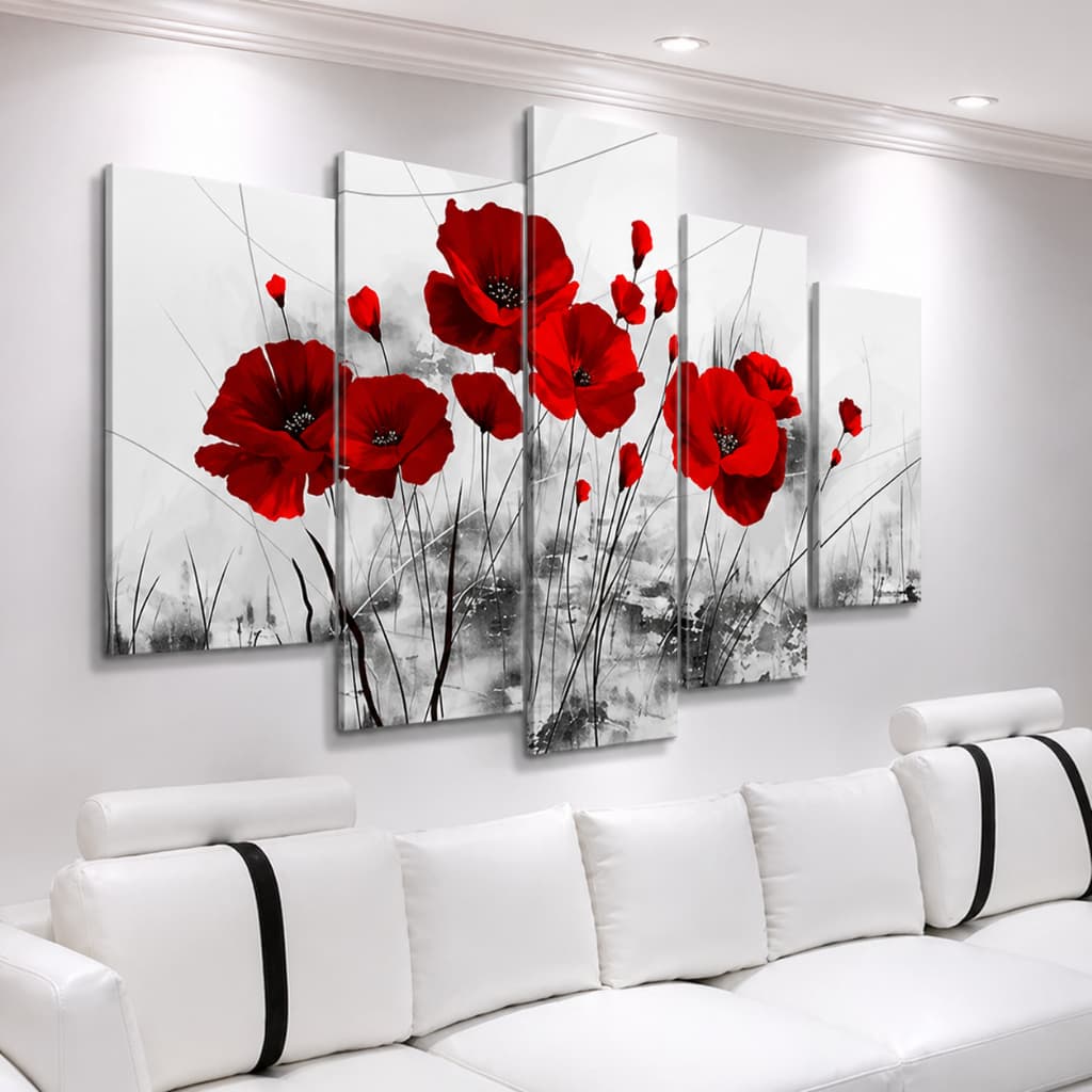 Quadro Quarto Casal Copa Decoração Papoula Vermelha Promoção
