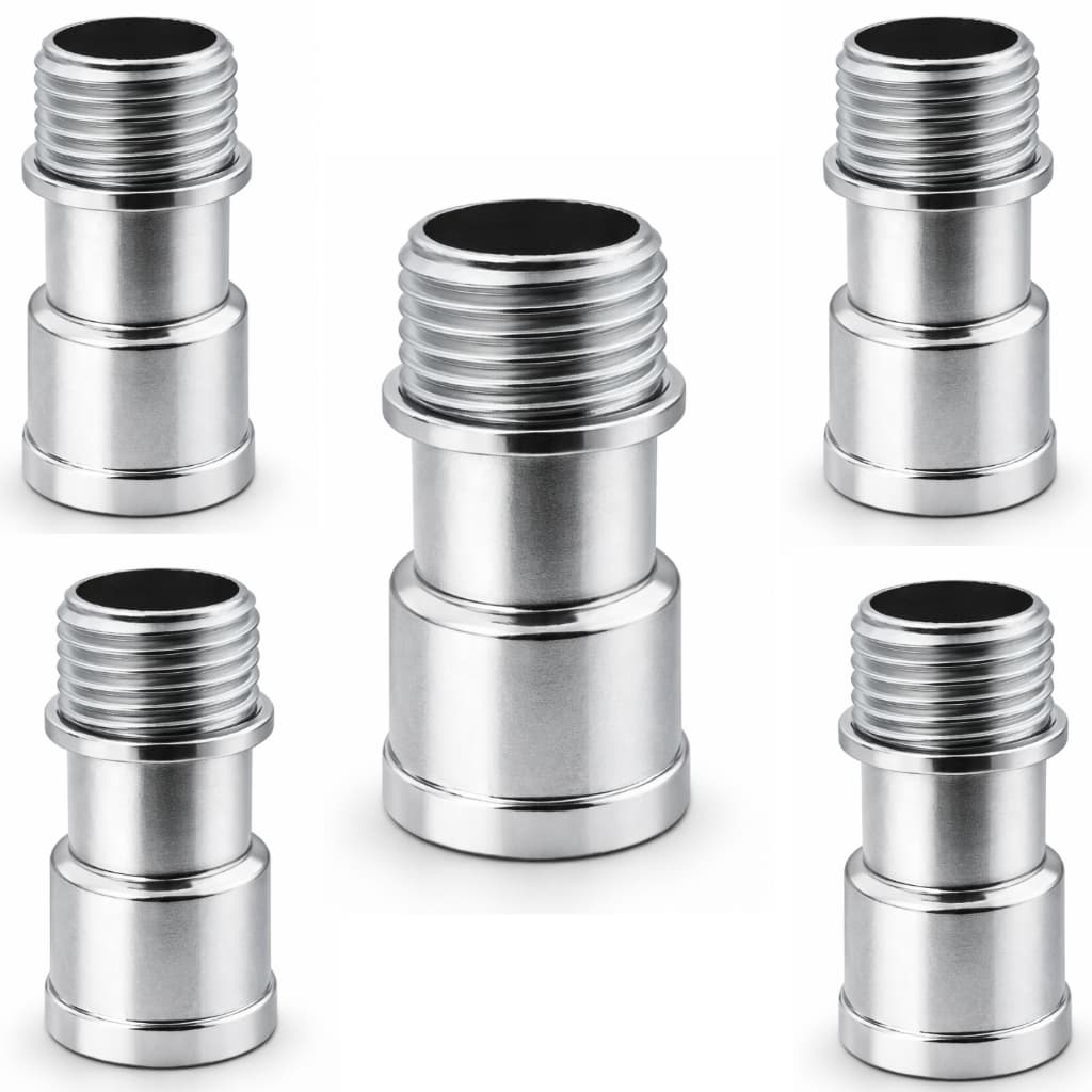 Kit 5 Extensão Torneira Prolongador Rosca 1/2 Cromado metal Curta Metal Extensor Alongador