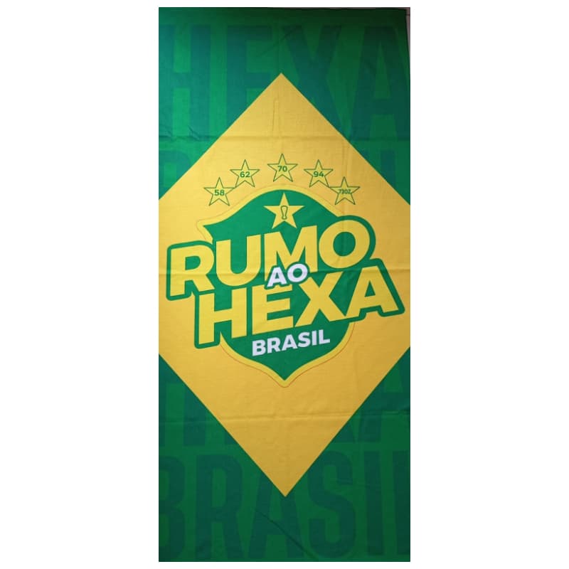 Toalha De Banho Bandeira Do Brasil Rumo ao Hexa Praia e Piscina Nova