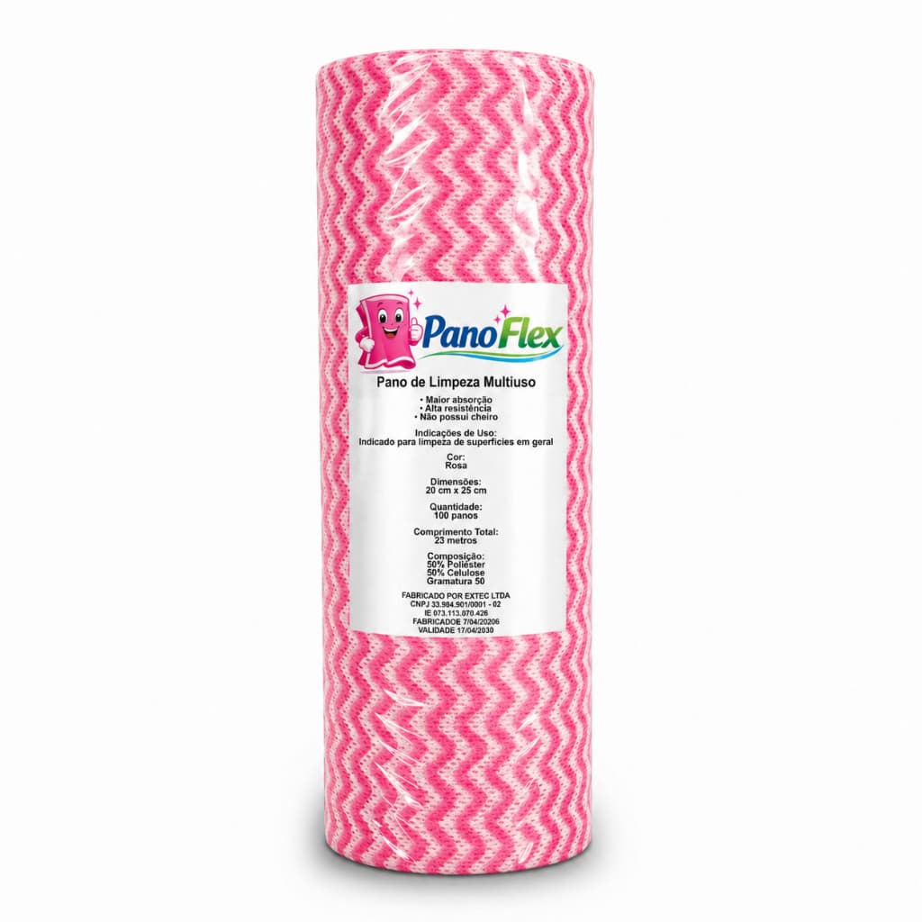 100 Unidades Pano de Limpeza Rosa PanoFlex 20x25cm Alta Absorção Multiuso