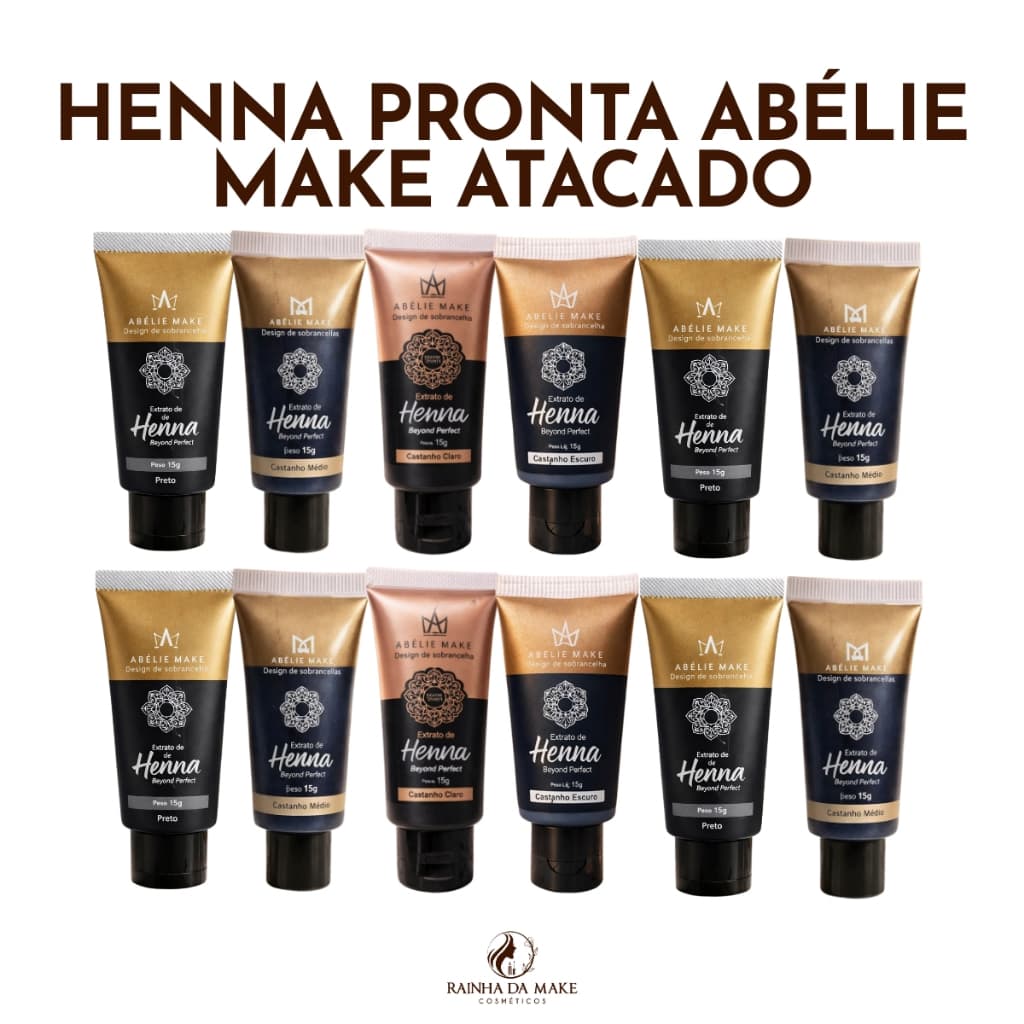 Kit Henna Pronta Para Desing de Sobrancelha Abelie Make 15g Atacado - Alta Fixação e Pigmentação