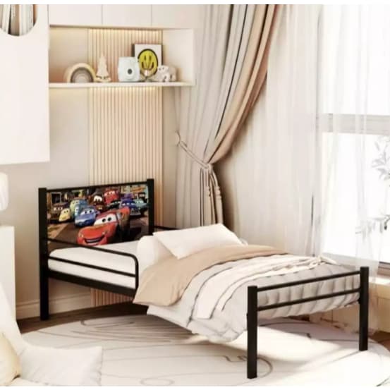 Mini Cama Infantil Estrutura Tubular Resistente Grade de Proteção Com Colchão D18 Desenho McQueen Patrulha