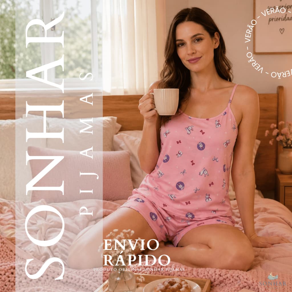 Pijama feminino adulto ligante com alças levinho confortavel fresquinho