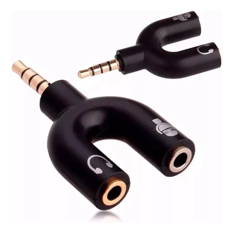 Adaptador Mini Plug Knup KP-HM005 Preto Conector P3 2 P2 6cm