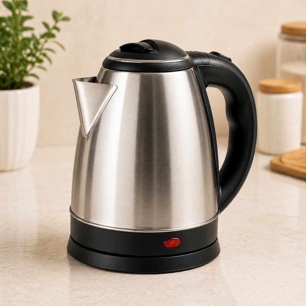 Chaleira Elétrica Inox 1.8L 127V Automática Base 360° Desligamento Segurança Rápida