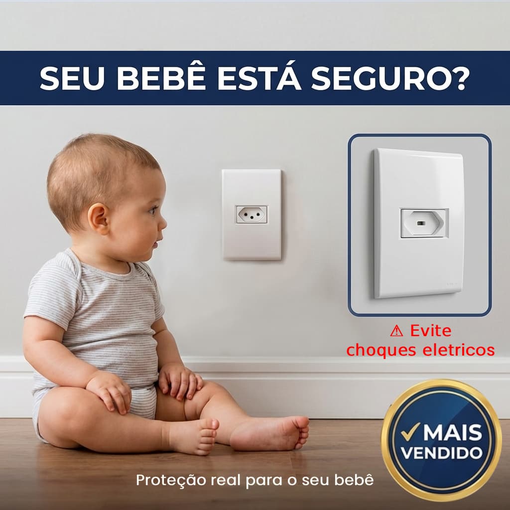 Protetor de Tomada para Bebê com Chave Segurança Infantil Anti Choque 2 e 3 Pinos Kit Residencial