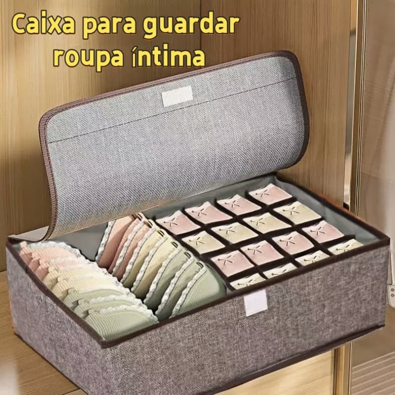 Caixa Organizadora De Gaveta Com Divisórias com Tampa Para Peças Intimas/ Meias/ Calcinha Anti-Poeiras Multiuso