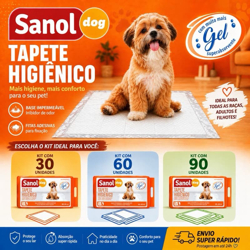 Tapete Higiênico Sanol Dog para Cães 30 Unidades 60x80cm