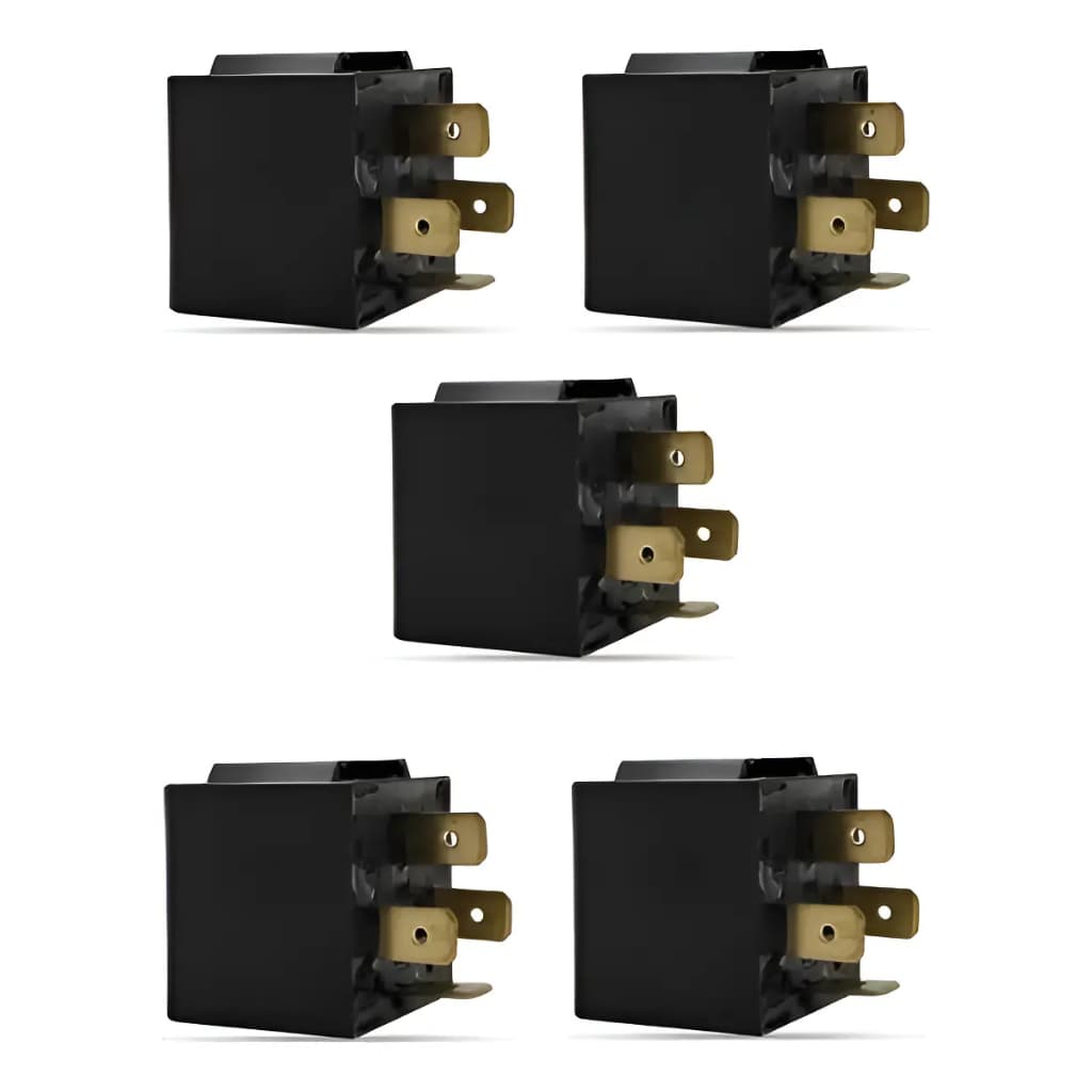 Kit C/ 5 Peças Rele Automotivo Auxiliar Universal 40a 5 Terminais 12v