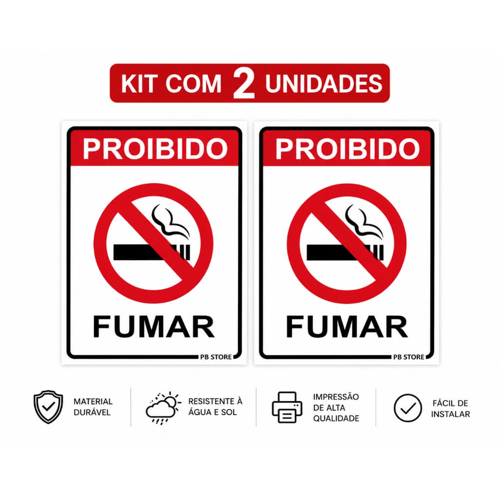 Placa Proibido Fumar 2 Unidades - Lei Federal - Plaquinhas