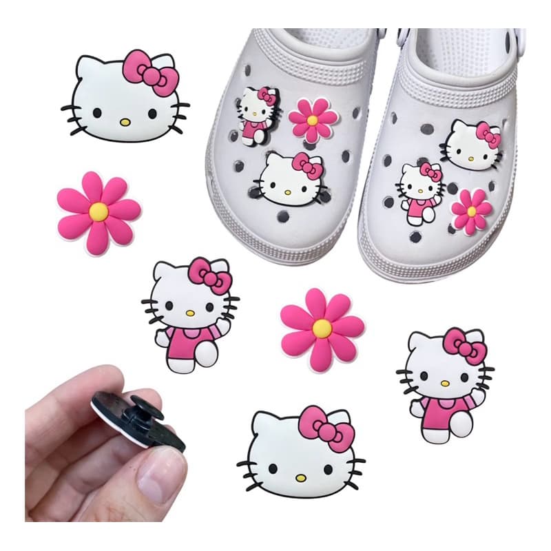 Kit 4 a 10 Pins Hello Kitty Para Babuche Infantil e Adulto