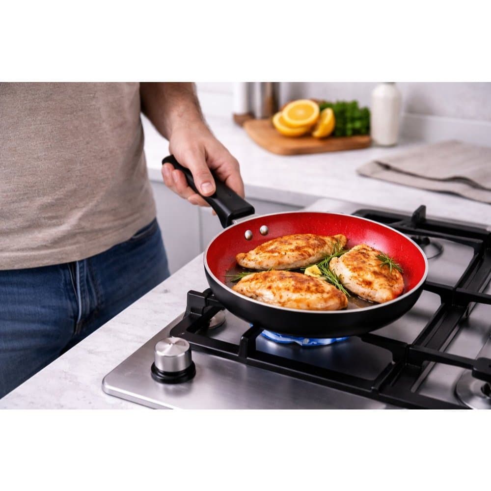Frigideira Cerâmica Antiaderente 22cm Max Chef Black Red