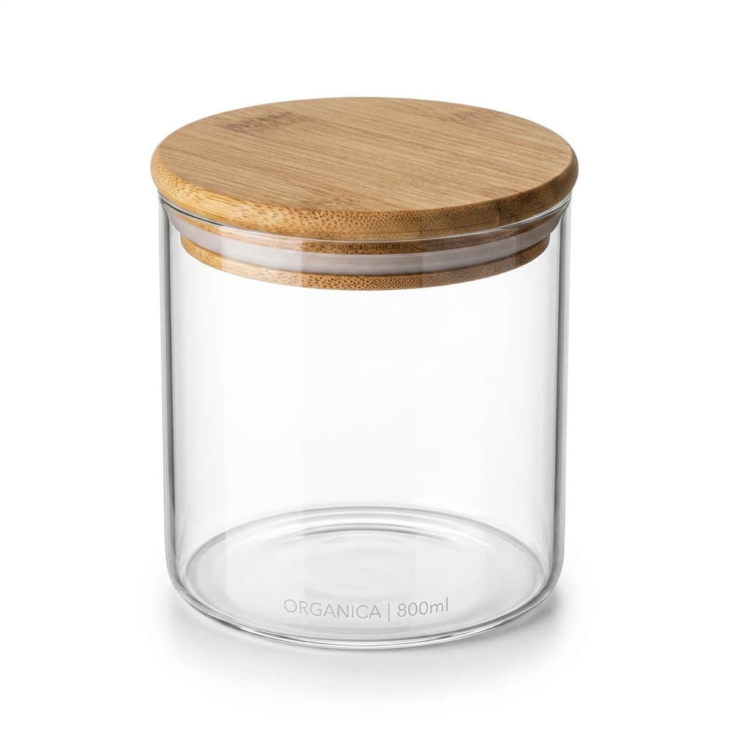 KIT de 3, 6 e 9 Potes Herméticos Vidro Borossilicato Tampa Bambu 800ml Conservação Frescor Organização Cozinha útil uso