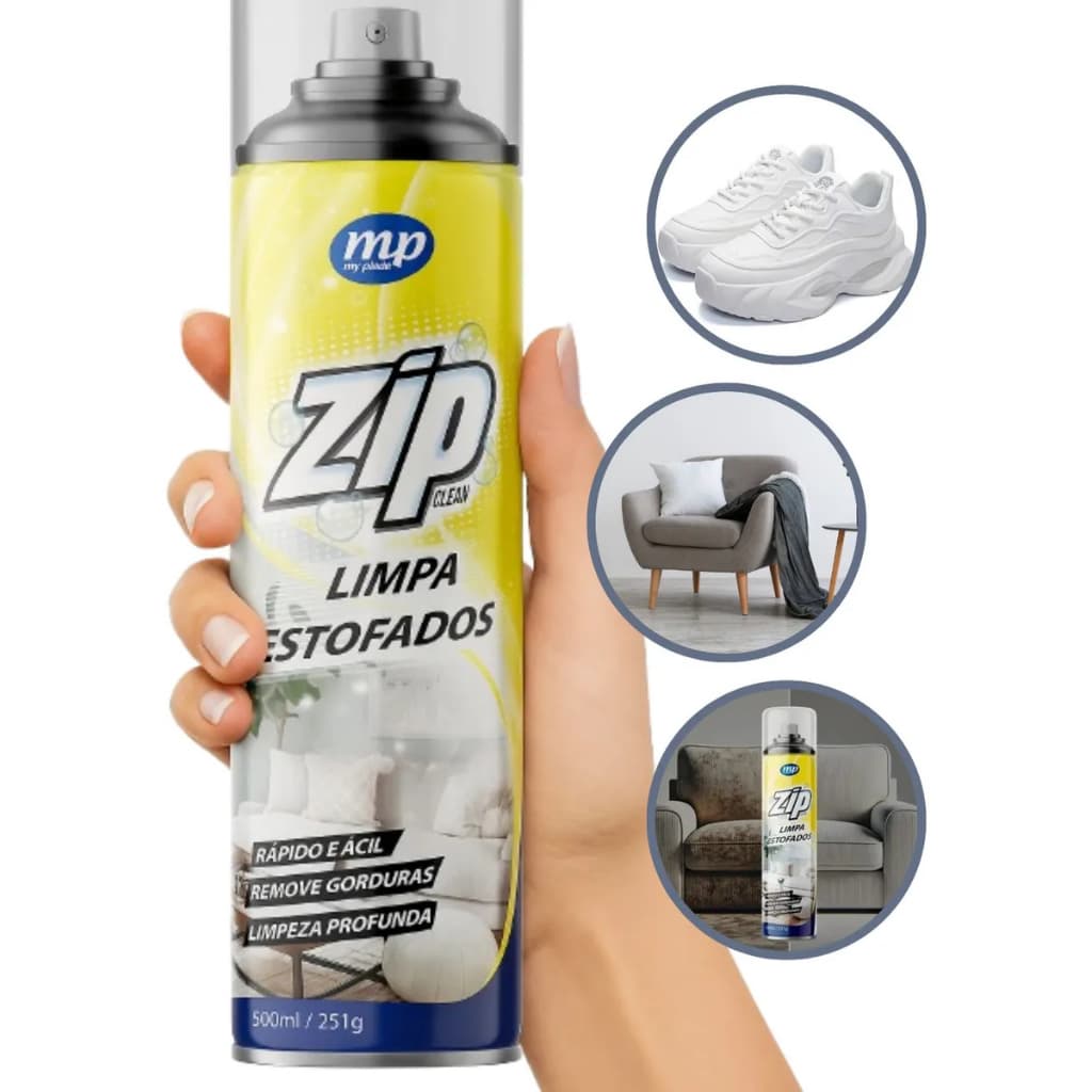 Limpa Estofado Zip Spray 300ml – Remove Sujeira Sofá, Carro, Estofados e Colchão