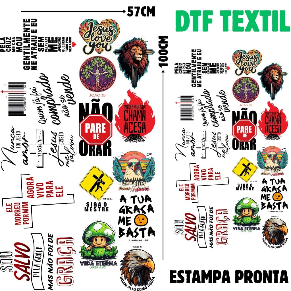 Aplique Termocolante DTF Textil Estampa Para Tecidos e Camisetas Artes Pronta 6060-69 Envio 24hs