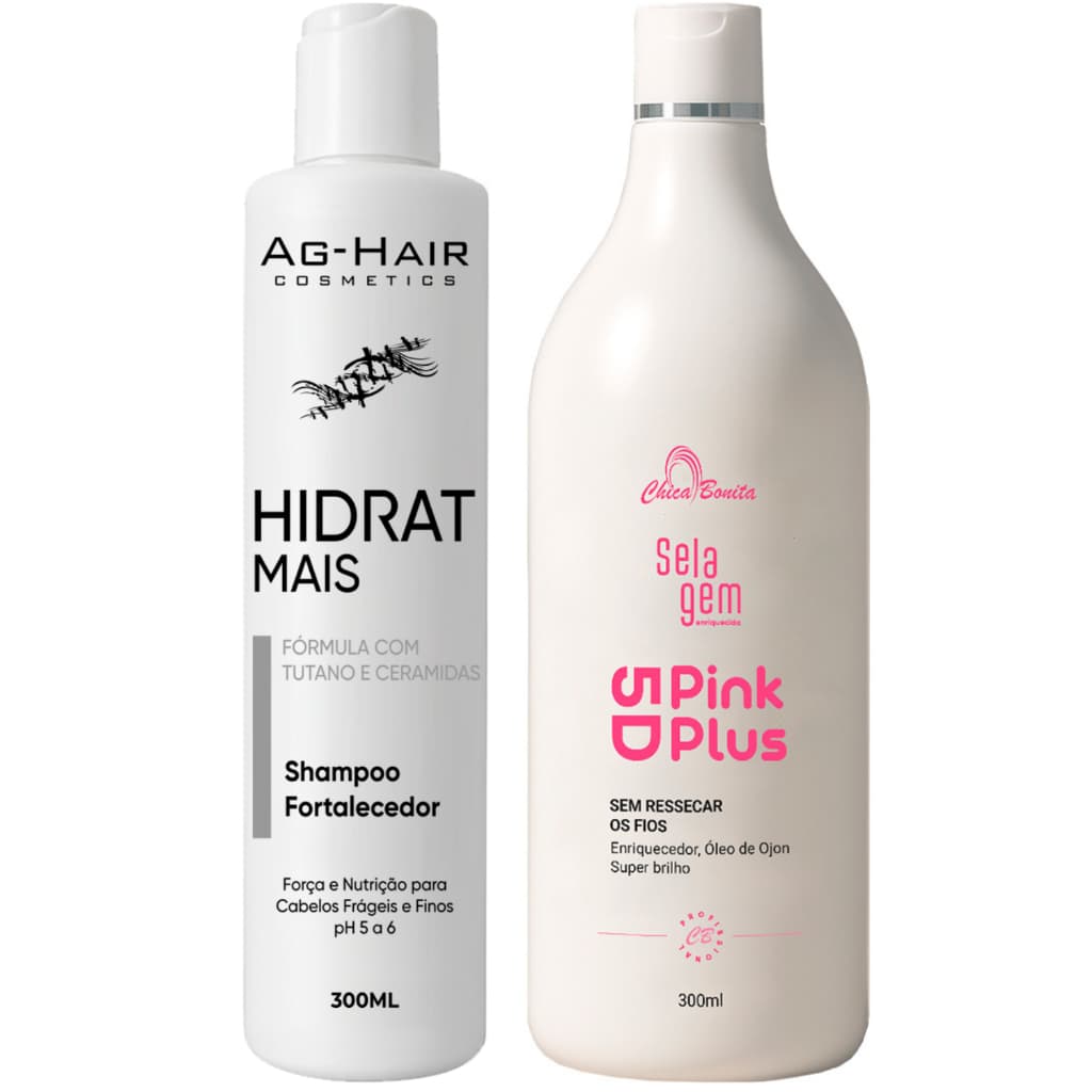 Marroquina Pink Plus 5D Profissional + Shampoo Pré & Pós Química - Liso Absoluto e Brilho Intenso