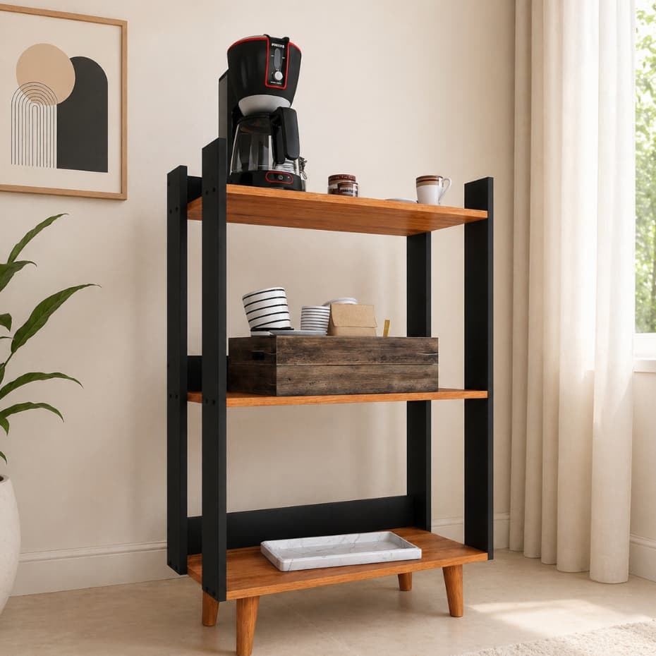 Aparador Multiuso  com Prateleiras Ideal para Cantinho do Café, Cozinha, Sala, Lavanderia