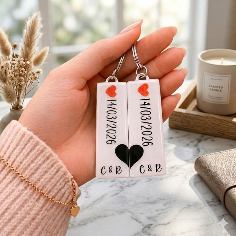 Chaveiro Personalizado nome data iniciais casal