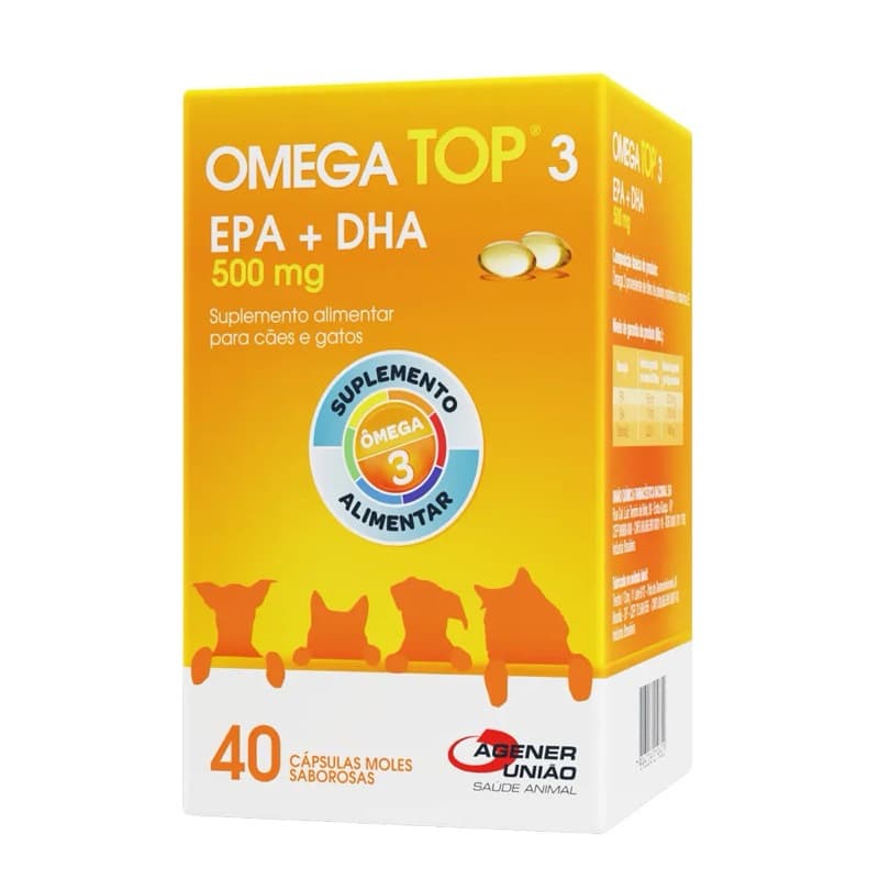 Omega Top 3 500mg Suplemento Alimentar Cães e Gatos
