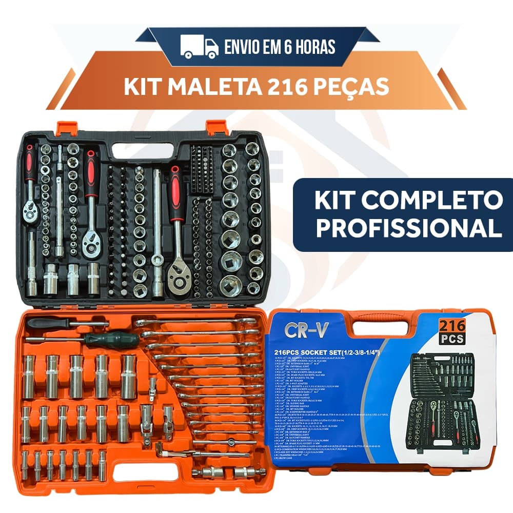 Kit Com 216 Peças De Ferramentas Aço Cromo Vánadio Alicate Bits Chave Qualidade Profissional Maleta