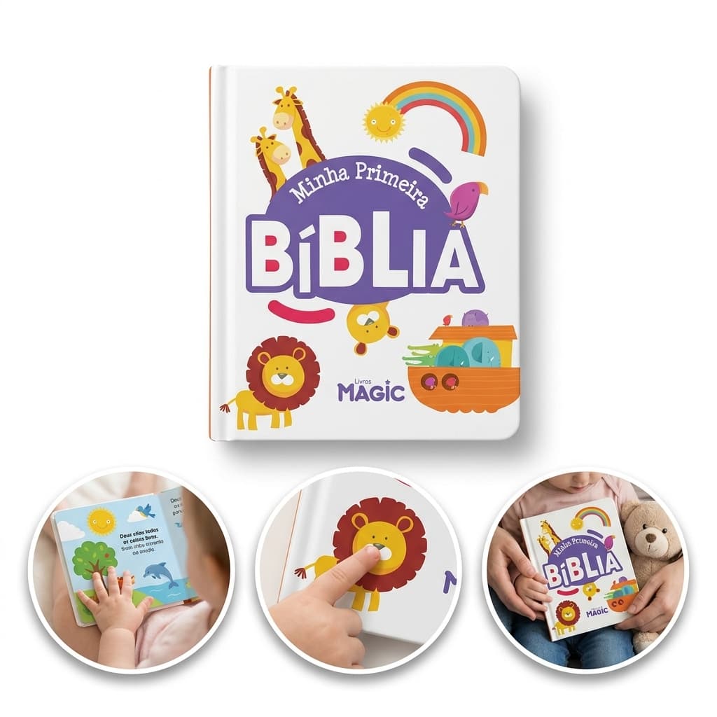 Minha Primeira Bíblia Infantil Ilustrada Capa Dura Livros Magic Presente Criança Bebê Cristão