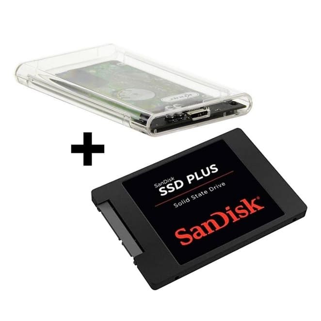 SSD EXTERNO - SSD SANDISK 1TB + CASE USB 3.0 - SSD NOVO ORIGINAL SANDISK COM NOTA FISCAL E GARANTIA